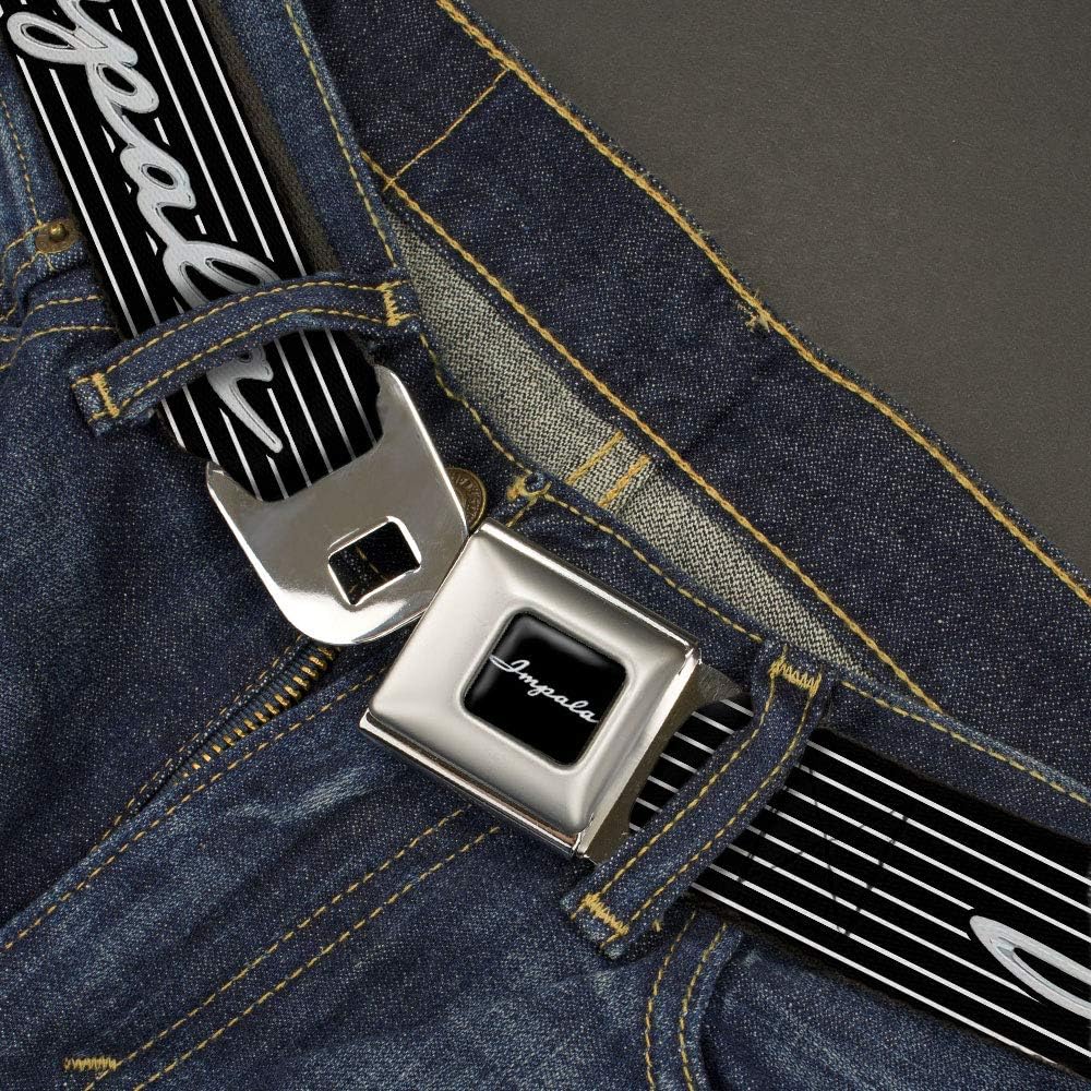 Buckle-Down automotive style metal push button buckle close up