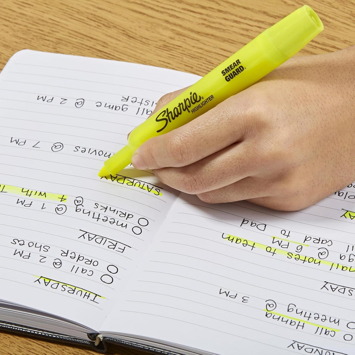 Sharpie 4 count highlighter set laid out horizontally