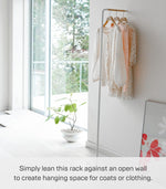 Yamazaki white steel clothes rack angled profile