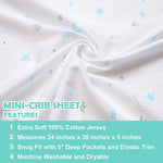 American Baby Company 3 pack mini crib sheets stacked together