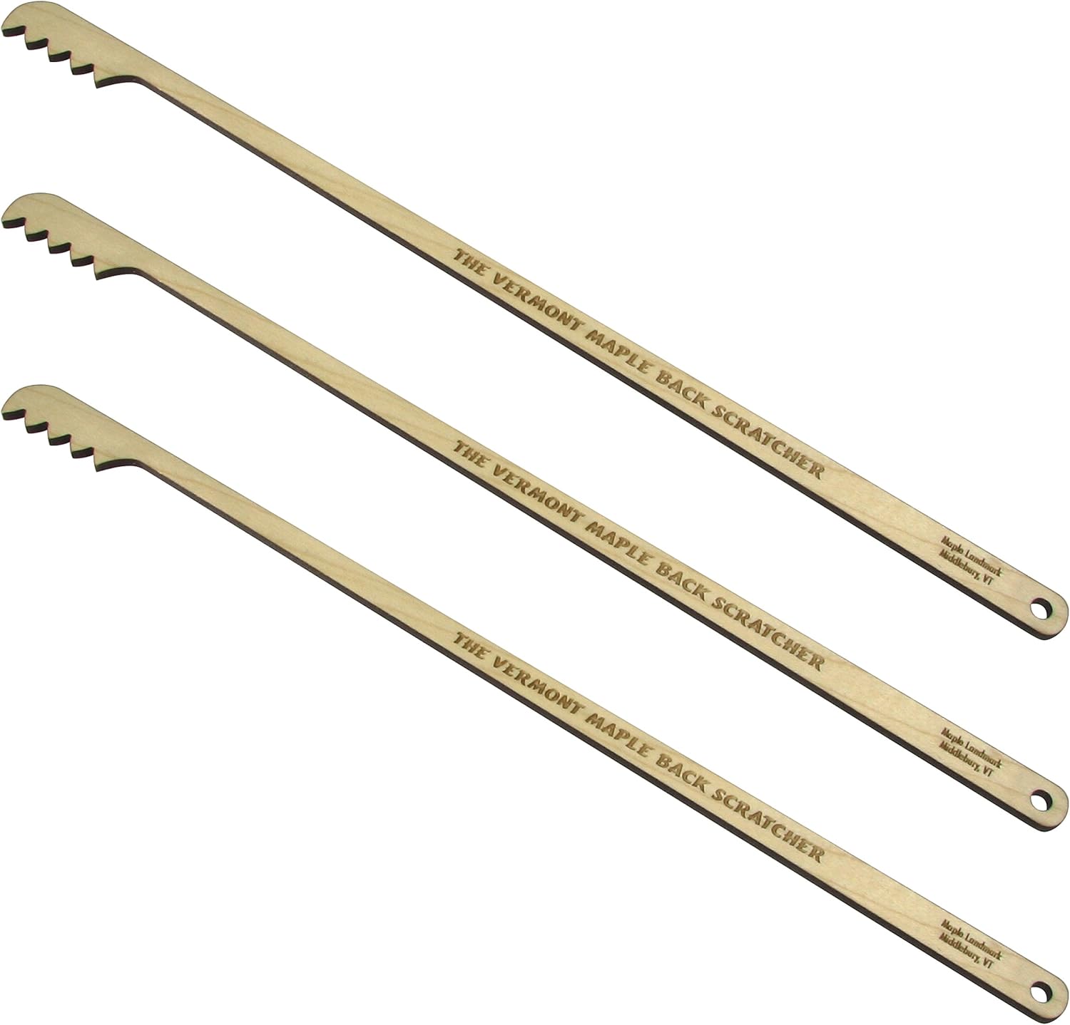 Maple Landmark Vermont Maple Back Scratcher front view showing the smooth solid hardwood texture.