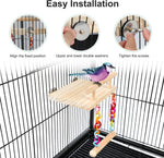 Non toxic bird chewing toy and swinging perch assembly