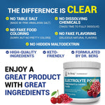 Dr Berg Nutritionals electrolyte powder showing 50 servings canister for clean hydration.