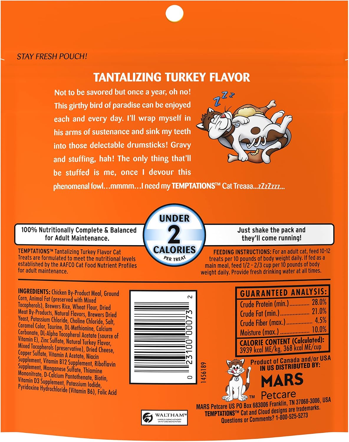 Imported USA premium low calorie turkey cat snacks packaging