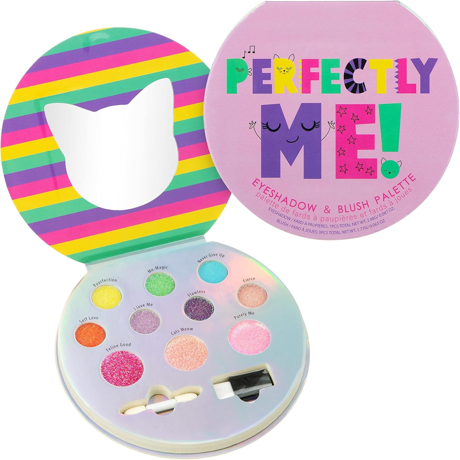 Perfectly Me Glisten & Glitter Makeup Palette 10 Color Eyeshadow Palette & Blush Makeup Novelty Beauty Set, Fold Out Compact with Mirror, Washable, Non-Toxic - Image 1