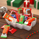 Close up of Kit Kat wafer Santas and Hershey milk chocolate Santas.