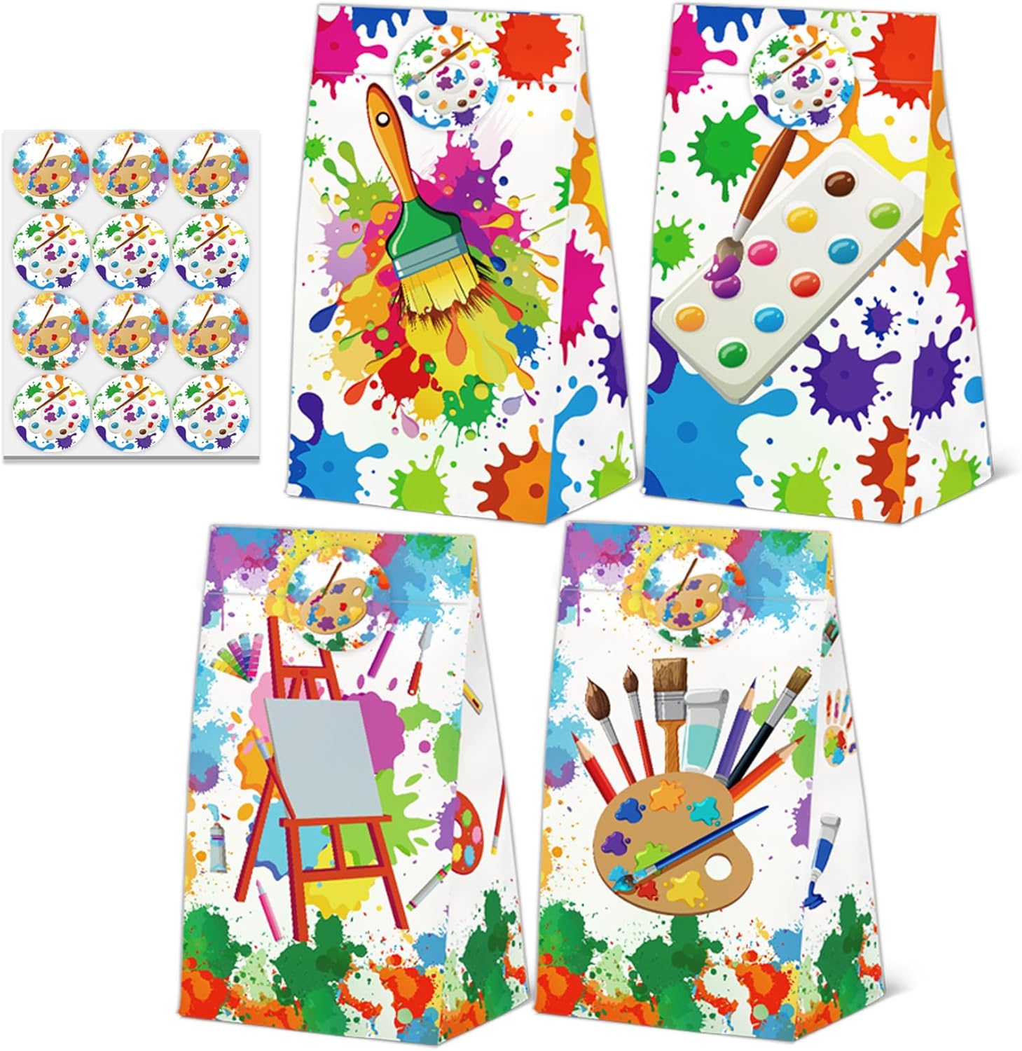 Hosuly 24 pieces art paint goodie bags with stickers front view