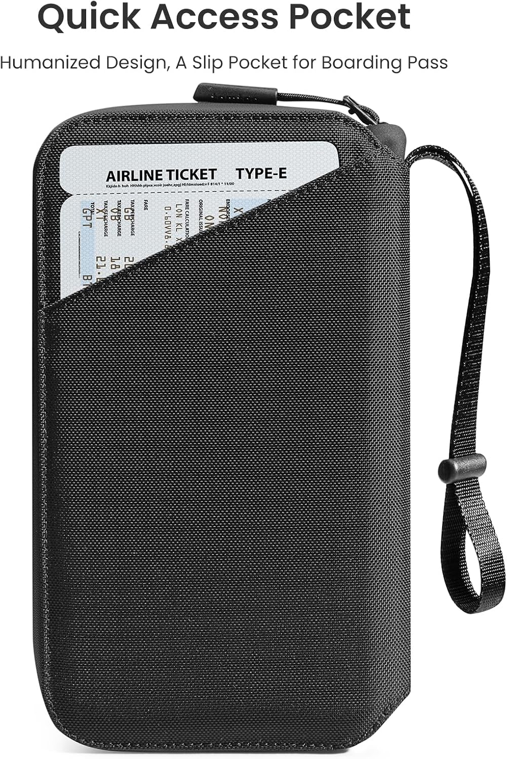Tomtoc travel organizer highlighting AirTag pocket