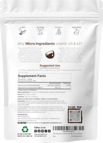 Micro Ingredients extra strength vitamin D3 and K2 bottle label details
