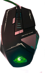 Rocksoul wired gaming mouse connected with braided cable and LED backlight