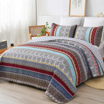 WONGS BEDDING Boho Quilt Set King Size, Brown Bohemian 3 Pieces Quilt Sets, Lightweight Summer Bedspread Coverlet Bedding Set for All Season (104""x90""), YS01AC080714K3U-A - Image 11