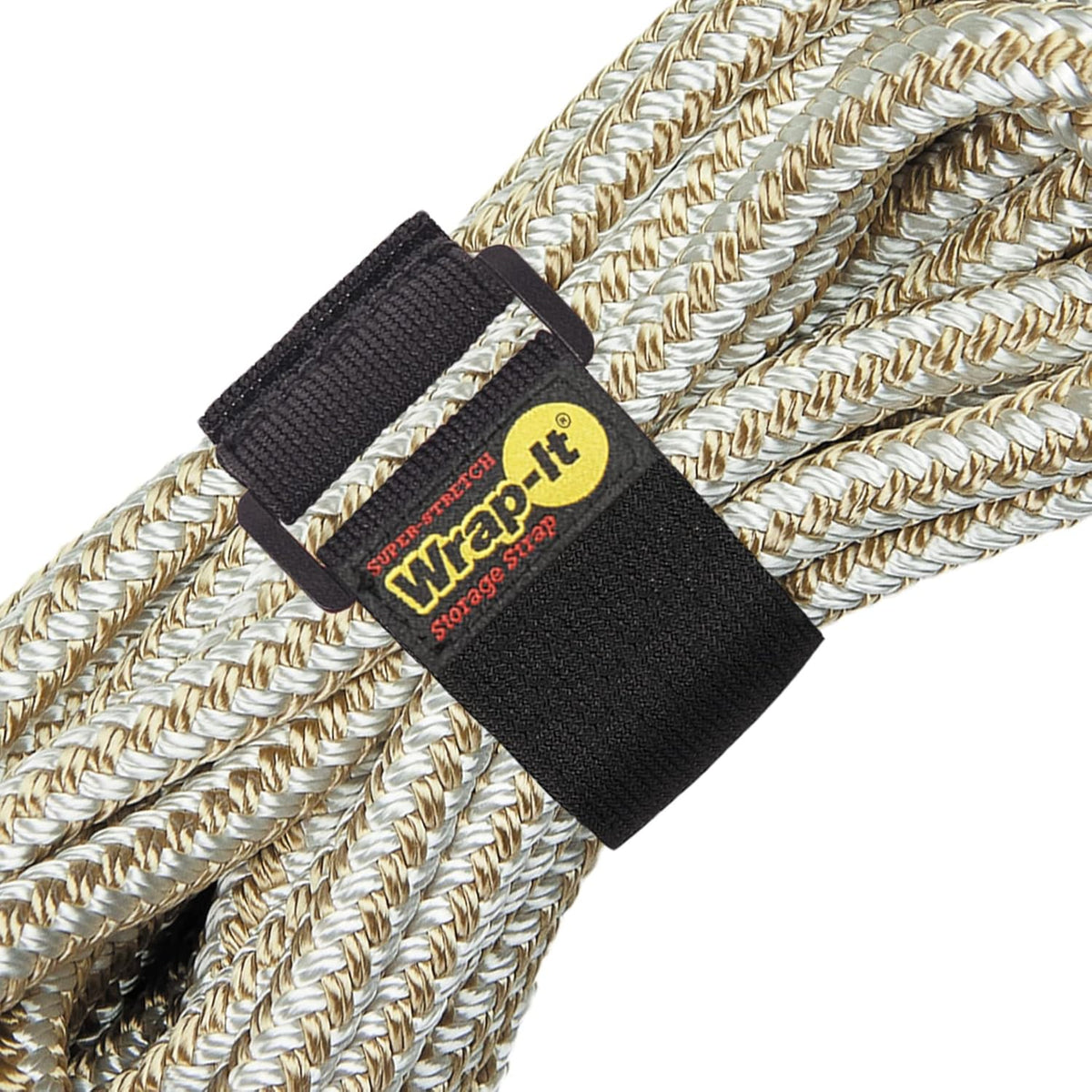 Wrap-It Storage Super-Stretch Elastic Straps front view showing the assorted eight pack bundle for extension cord management.