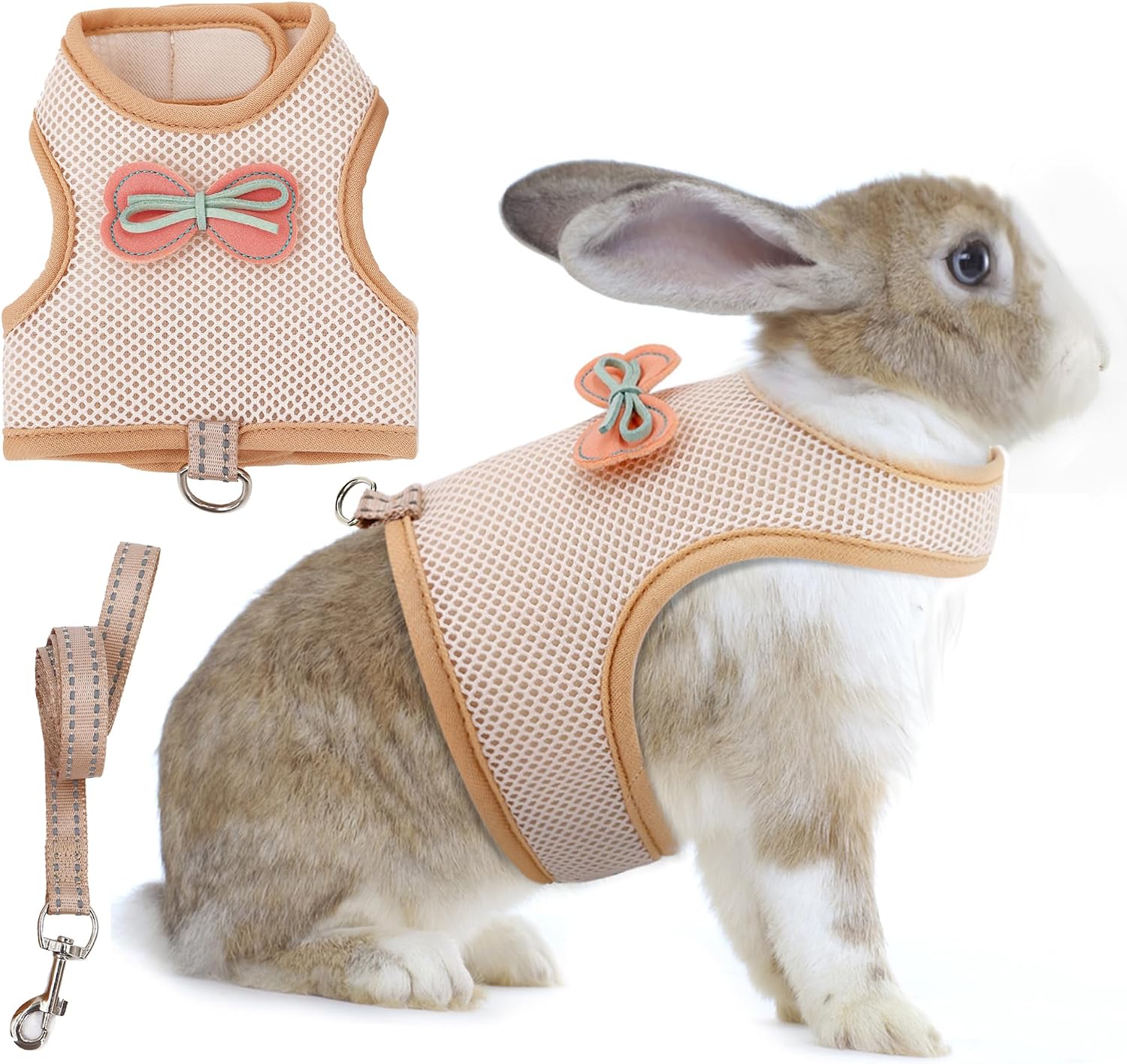 Aiitle bunny harness set front view beige mesh vest