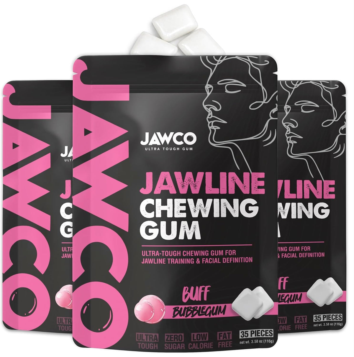 JAWCO Ultra-tough Jawline Chewing Gum | Get a Stronger, Squarer Jawline | Jaw Training Hard Gum | Chisel, Sculpt, Tone your Jaw | 15X Hardness | Facial Fitness Mewing Gum | Mighty Mint (1-Pack) - Image 10