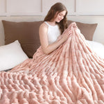 Faux Rabbit Fur Throw Blanket, Ultra Soft Plush Cozy Blanket for Couch Bed, Thick Fluffy Ruched Tie-Dye Decorative Blanket, Giftable,50"x60",Tie-Dye Khaki - Image 14