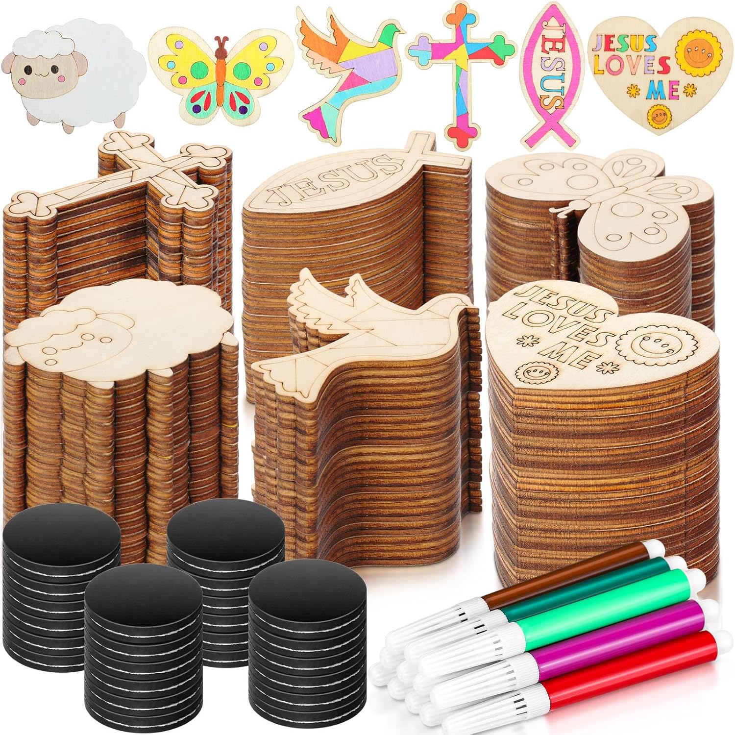 Blueweenly religious wood craft kit front view with markers
