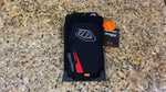 One pair of authentic black sports knee guards displayed together to show the full ergonomic structure.