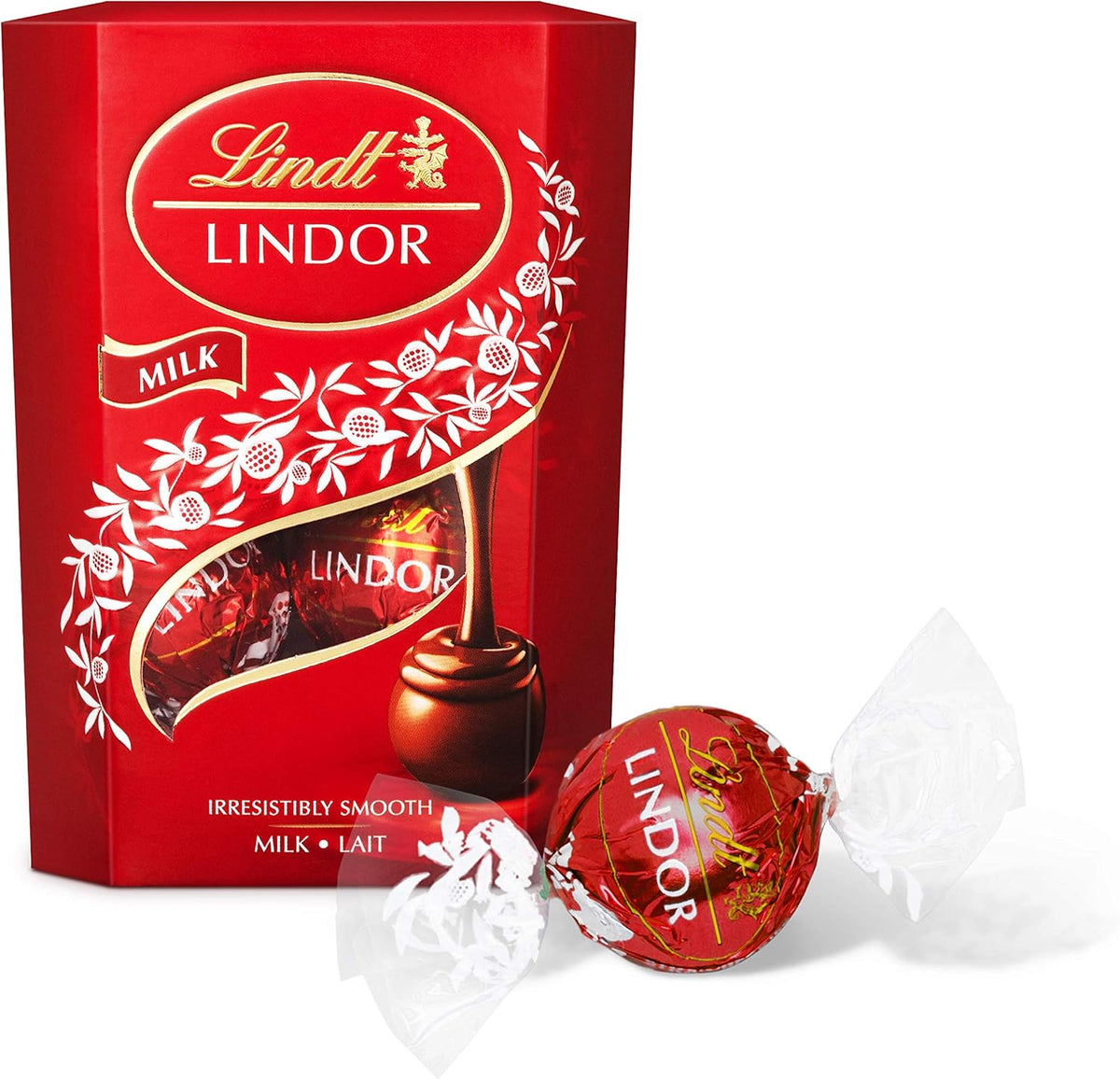 Lindt Lindor assorted milk chocolates opened view