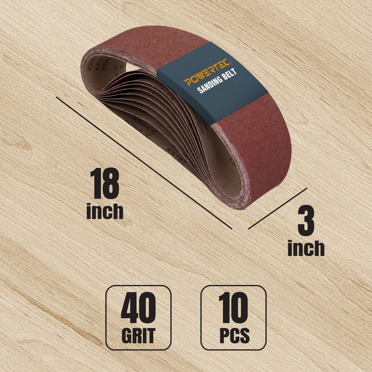 POWERTEC 40 grit belt package overview