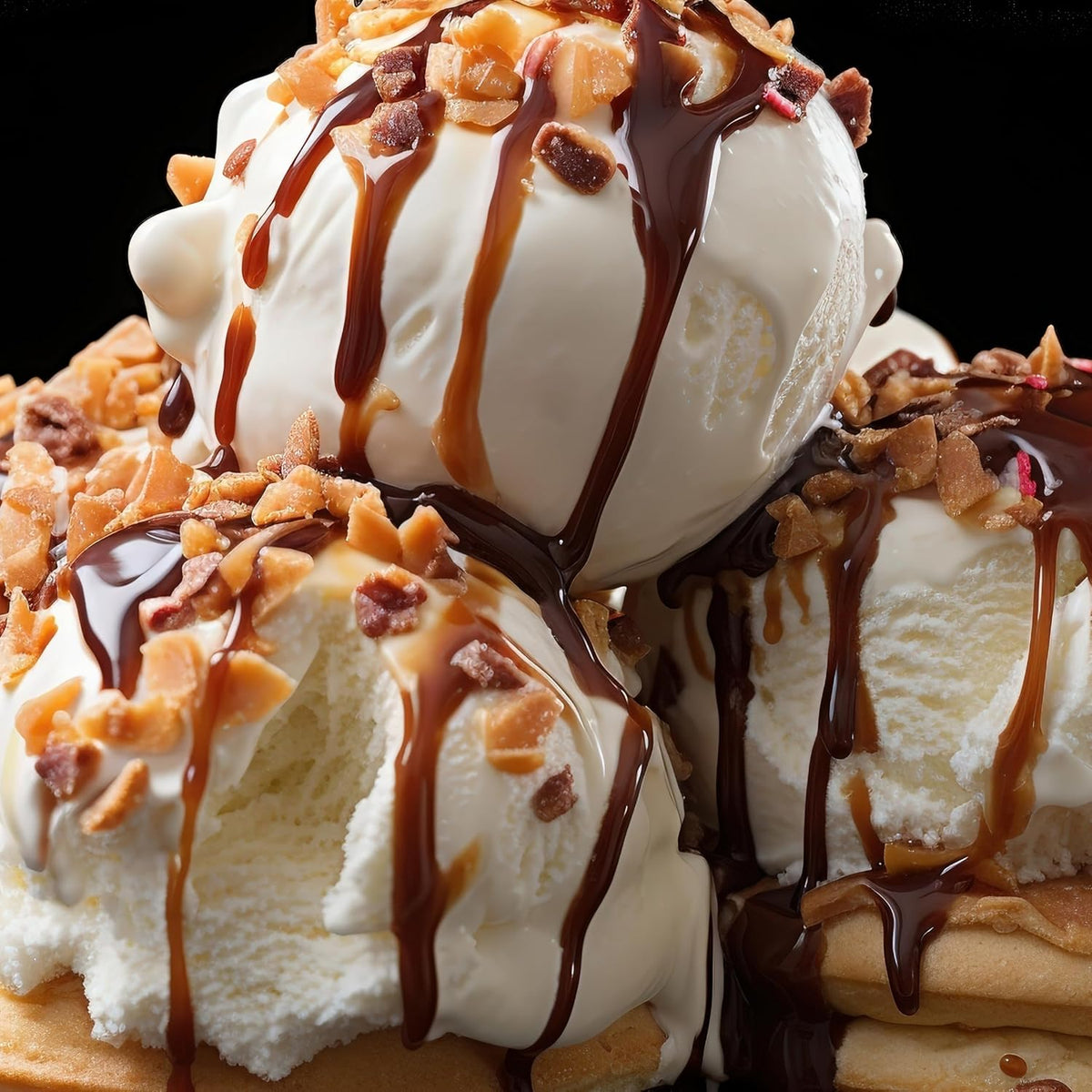 Close up of premium caramelized gourmet toffee dessert pieces