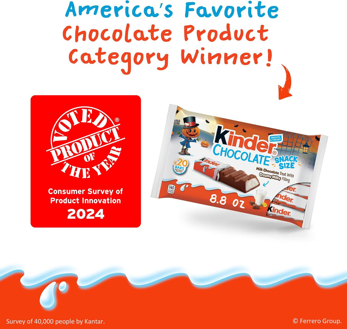 Kinder Chocolate, Milk Chocolate Bar with Creamy Milky Filling, Individually Wrapped, Snack Size, 20 Count Bag, 8.8 oz - Image 9