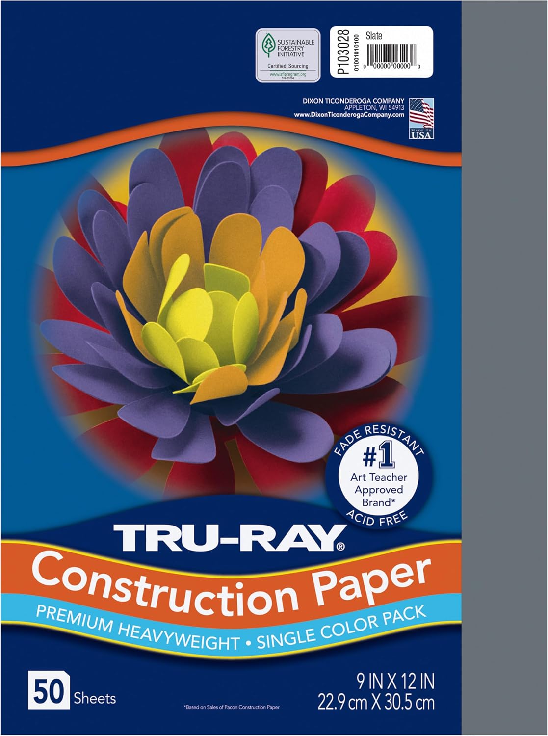 Tru-Ray Construction Paper 9x12 Slate front view
