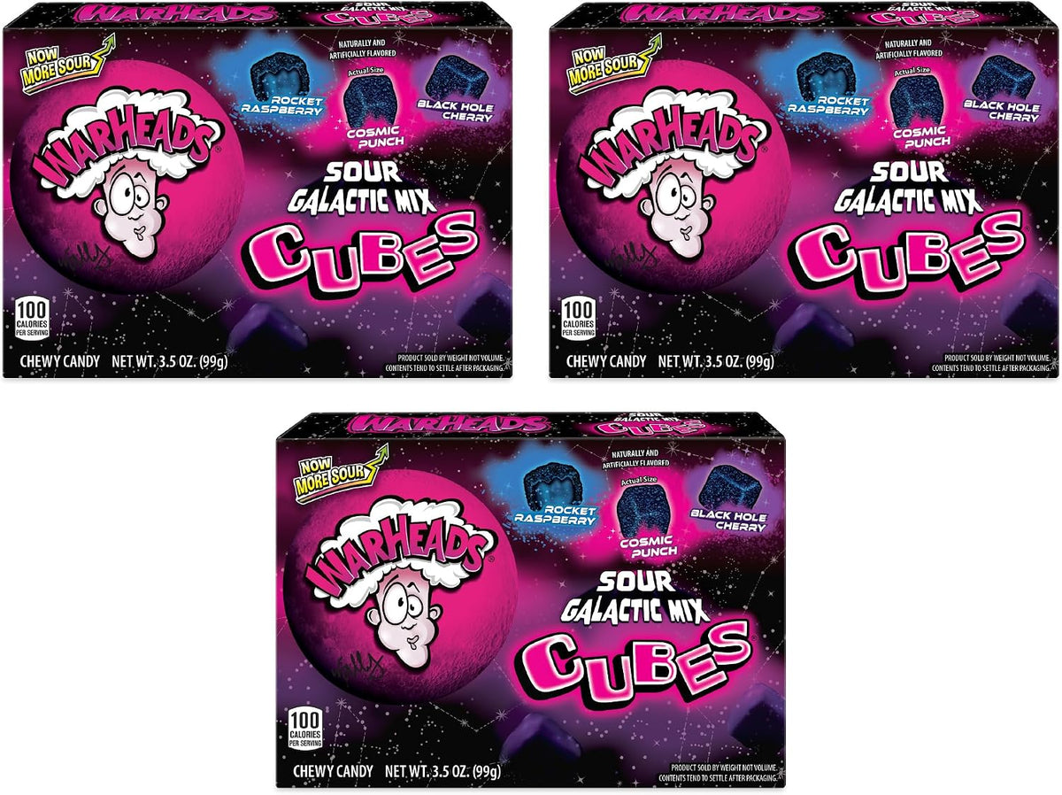 WARHEADS Galactic Mix Cubes - Sour Sweet & Fruity Chewy Candy - Black Hole Cherry, Rocket Raspberry & Cosmic Punch Flavors - 4.5 oz. Bag - Image 10