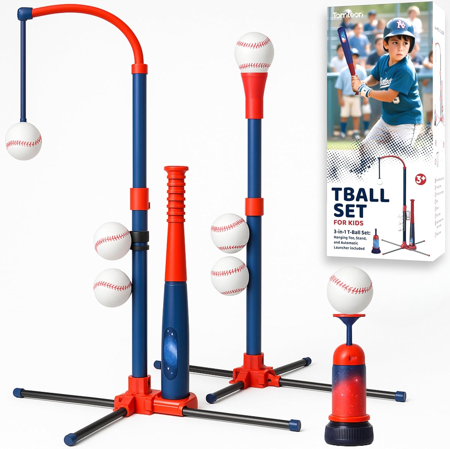 Tomleon 3-in-1 baseball set for kids front view