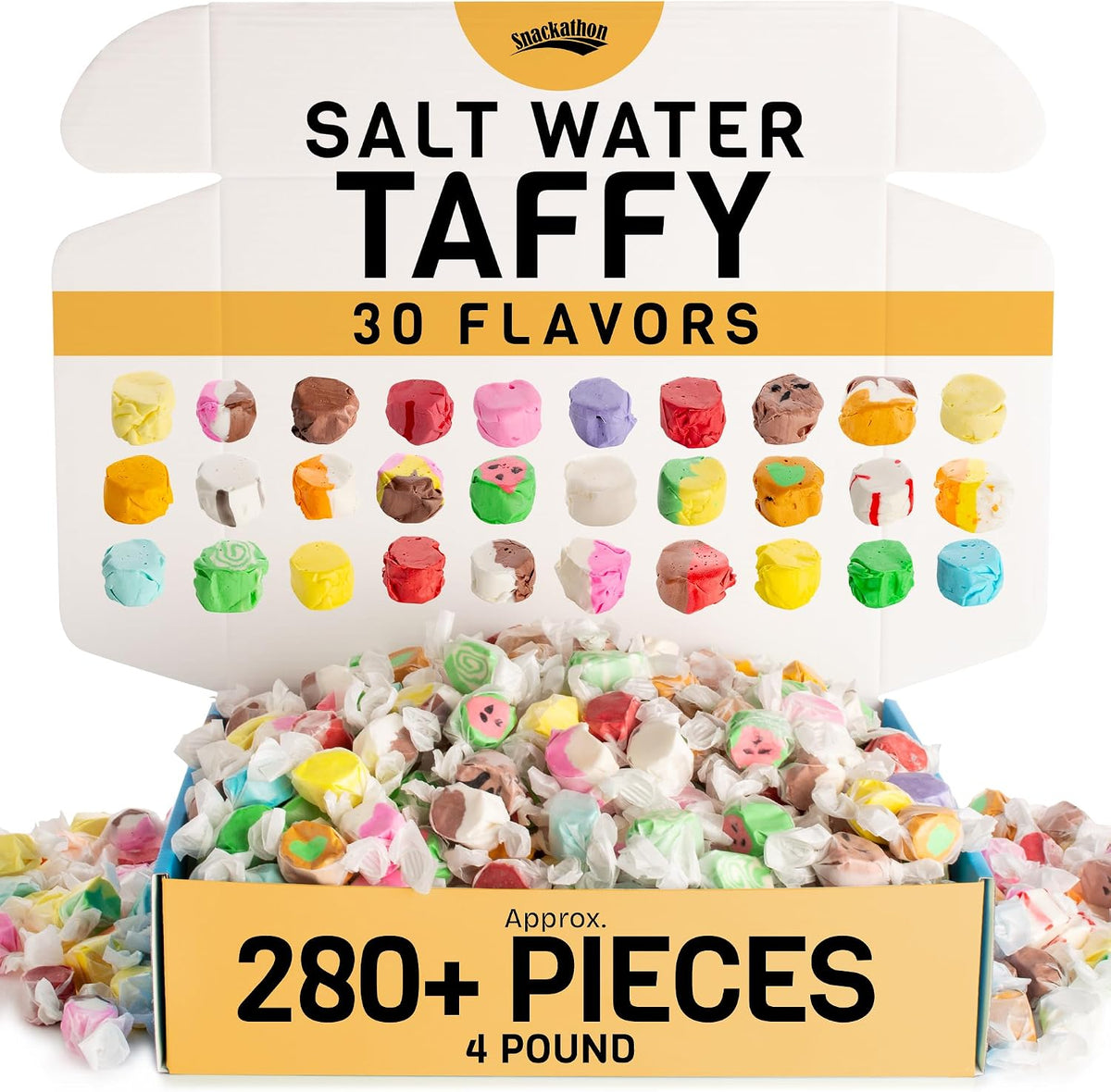 Snackathon Salt Water Taffy Assorted Mix bulk box front view authentic USA candy