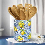 JarThenaAMCS Capri lemon ceramic utensil holder front view