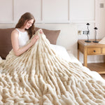 Faux Rabbit Fur Throw Blanket, Ultra Soft Plush Cozy Blanket for Couch Bed, Thick Fluffy Ruched Tie-Dye Decorative Blanket, Giftable,50"x60",Tie-Dye Khaki - Image 12