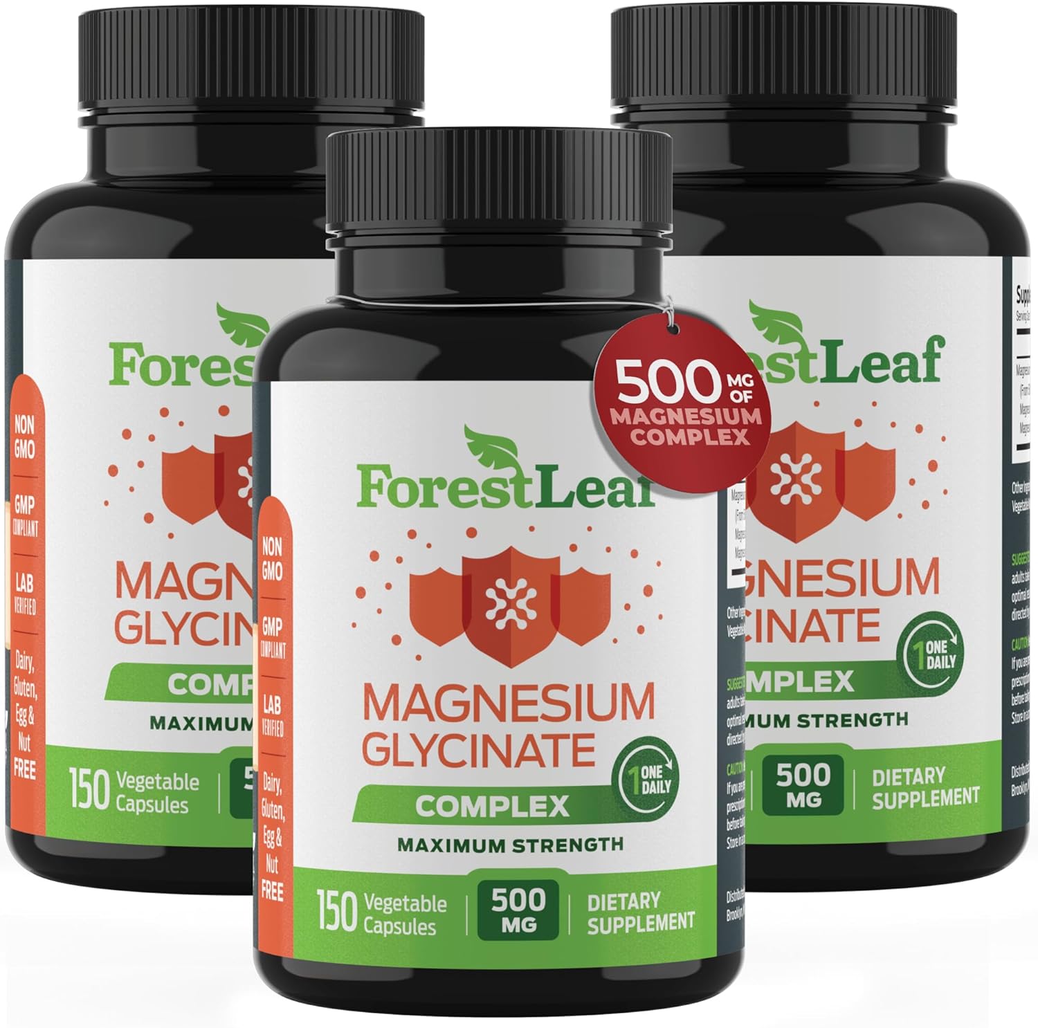 Pure Magnesium Glycinate 400mg Serving - High Absorption Mag Bisglycinate (150 Count (Pack of 3), Magnesium Glycinate Complex) - Image 1