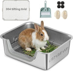 Clean stainless steel surface of the rabbit litter tray