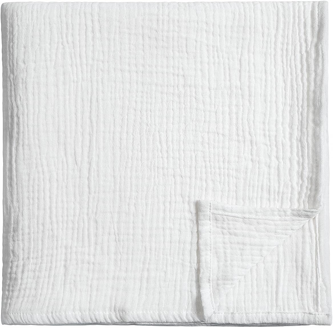 Meracorallo cotton muslin swaddle blanket front view showcasing soft white fabric