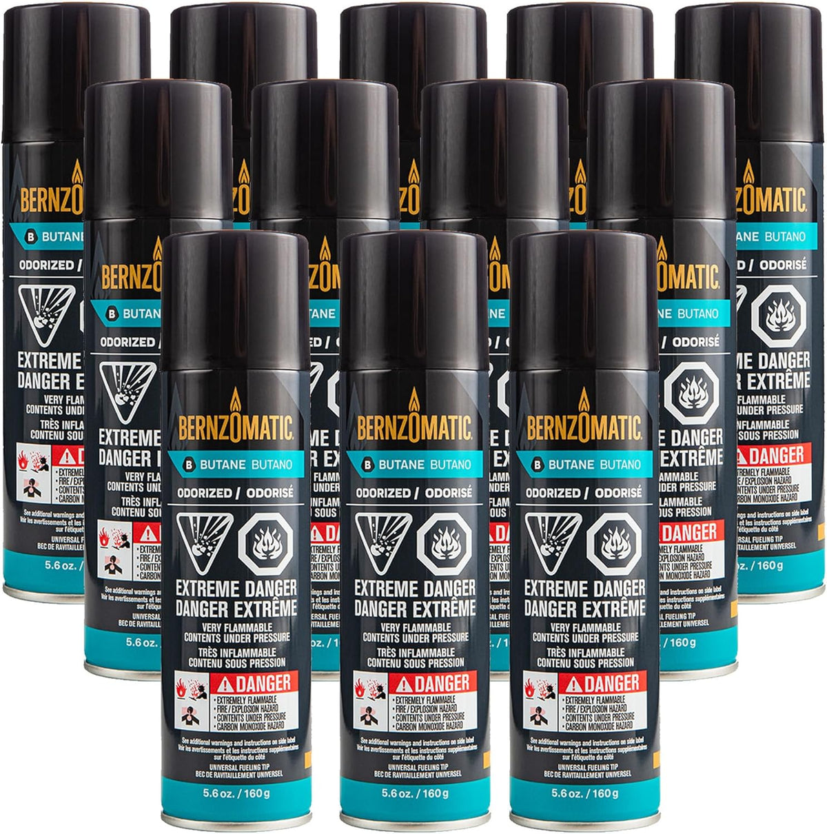 Bernzomatic Disposable Butane Cylinder Refills 12 pack front view for soldering.