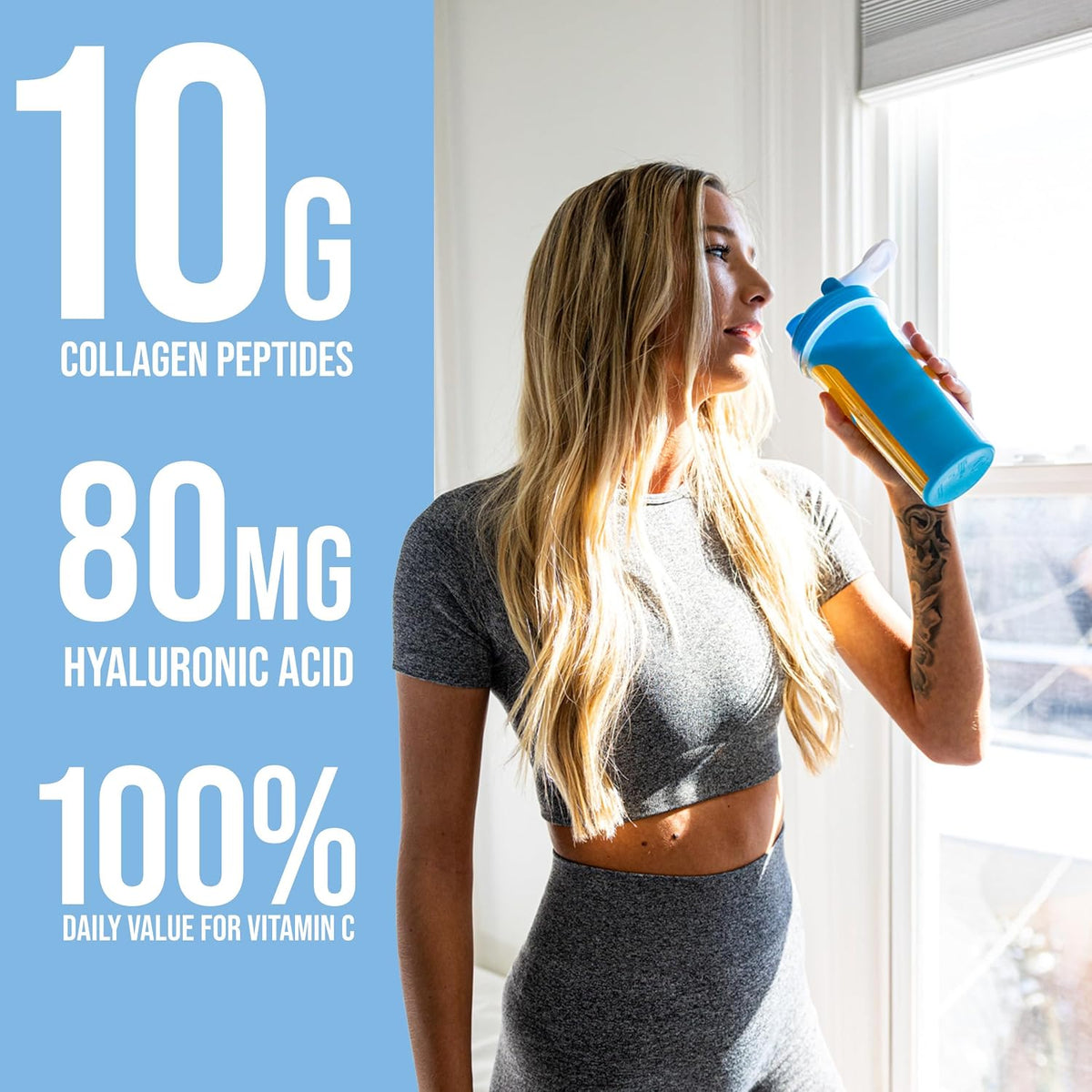 Rule 1 Collagen Peptides powder texture in scoop