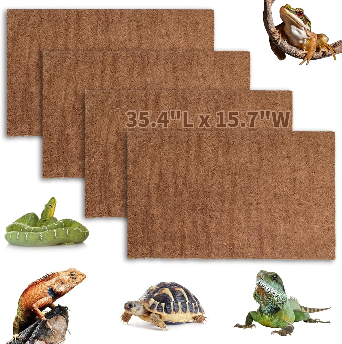 Hamiledyi Reptile Carpet Natural Coconut Fiber Tortoise Carpet Mat for Pet Terrarium Liner Reptile Supplies for Lizard Snake Chameleon Turtle Bedding Bunny Rabbit Mat (2 x Sheets) - Image 15