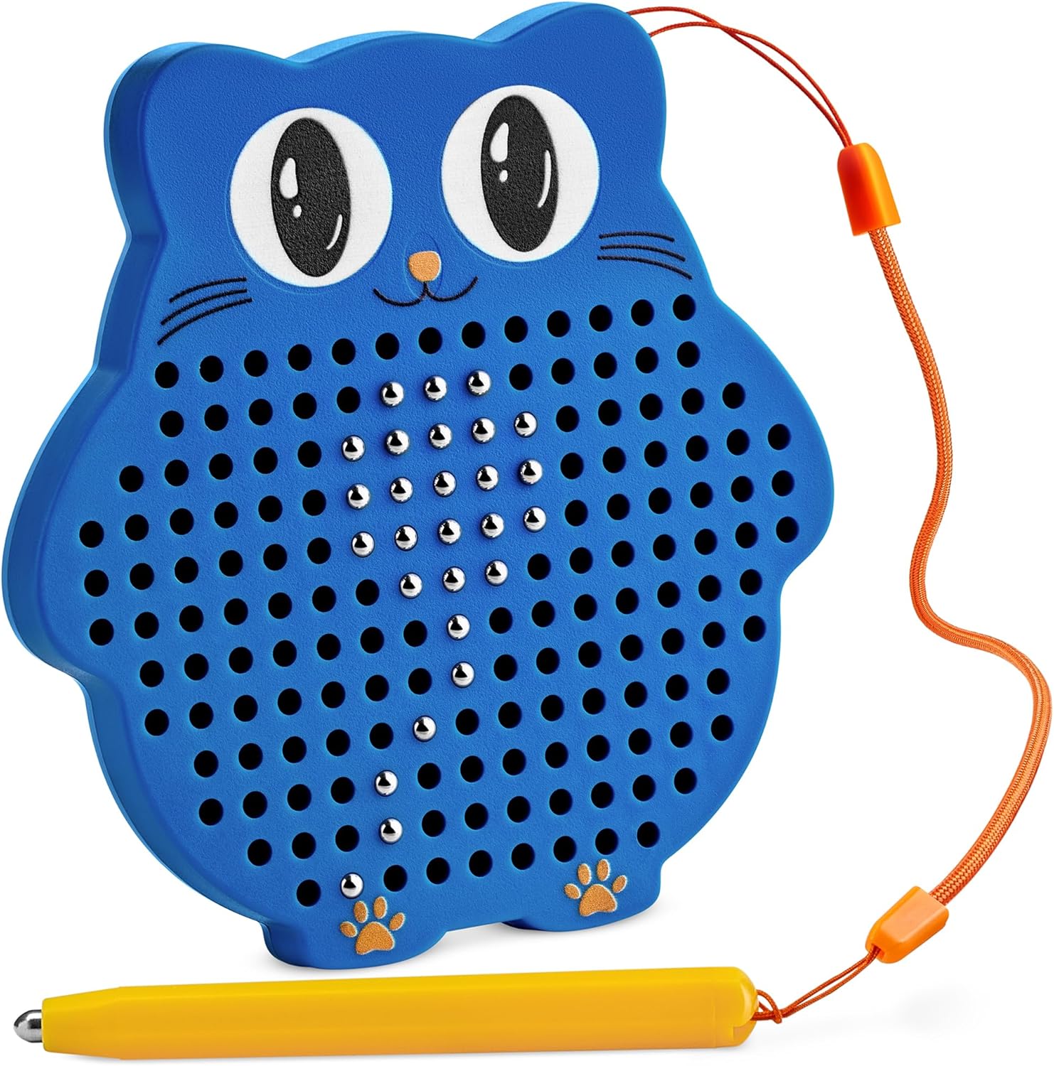 AYNAT FUN Magnetic Drawing Board front view showing blue owl design and yellow stylus pen.