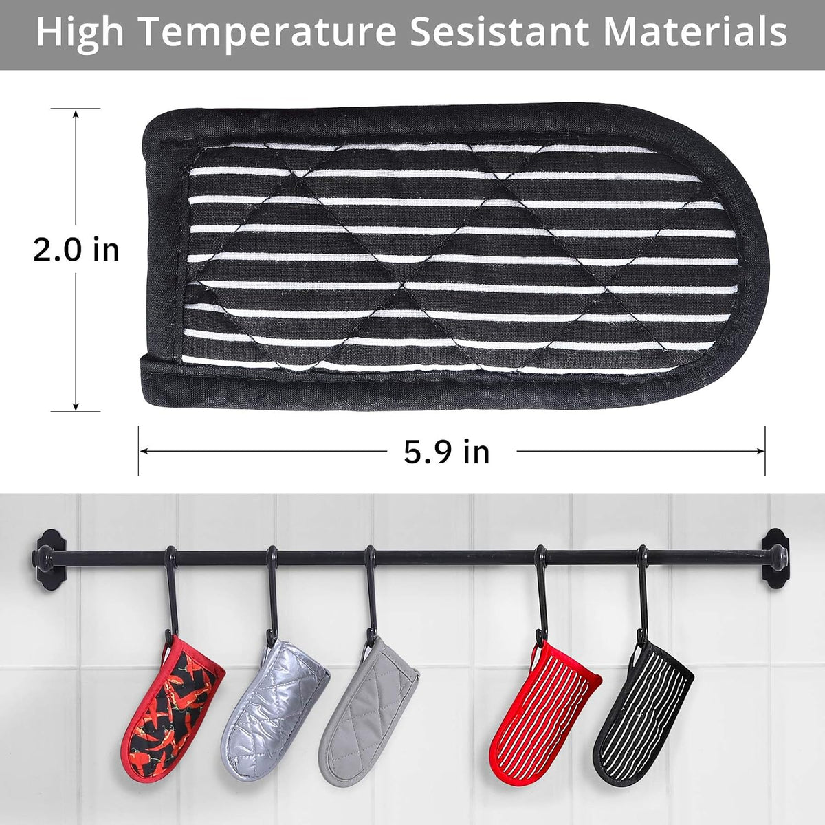 Leadiy striped hot handle holders texture and stitching close-up