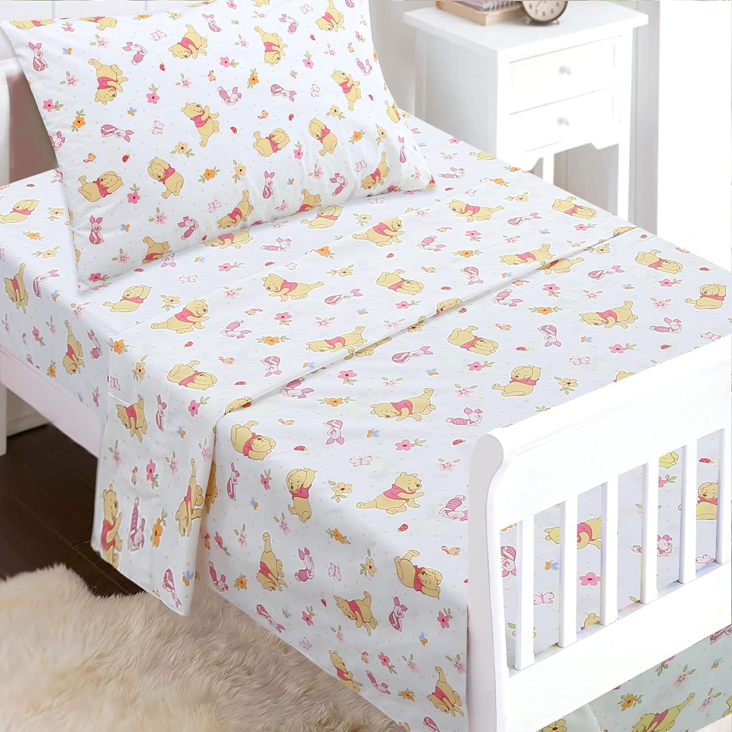 Cozy Line Home Fashions Piglet and Pooh toddler sheet set front view