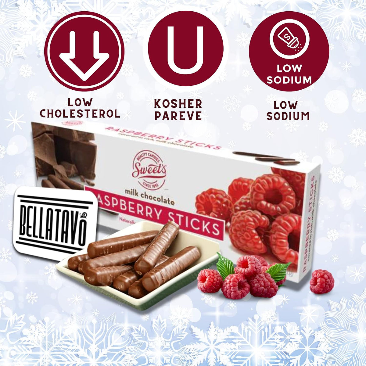 Top down view of the two pack chocolate raspberry sticks bundle
