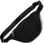 Baggallini style swift belt bag sling bag front view in b-lite black nylon