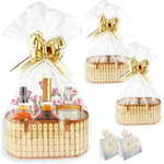 QTRQTR foldable bamboo empty gift baskets front view showcasing the woven texture and handles.