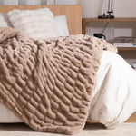 Faux Rabbit Fur Throw Blanket, Ultra Soft Plush Cozy Blanket for Couch Bed, Thick Fluffy Ruched Tie-Dye Decorative Blanket, Giftable,50"x60",Tie-Dye Khaki - Image 10
