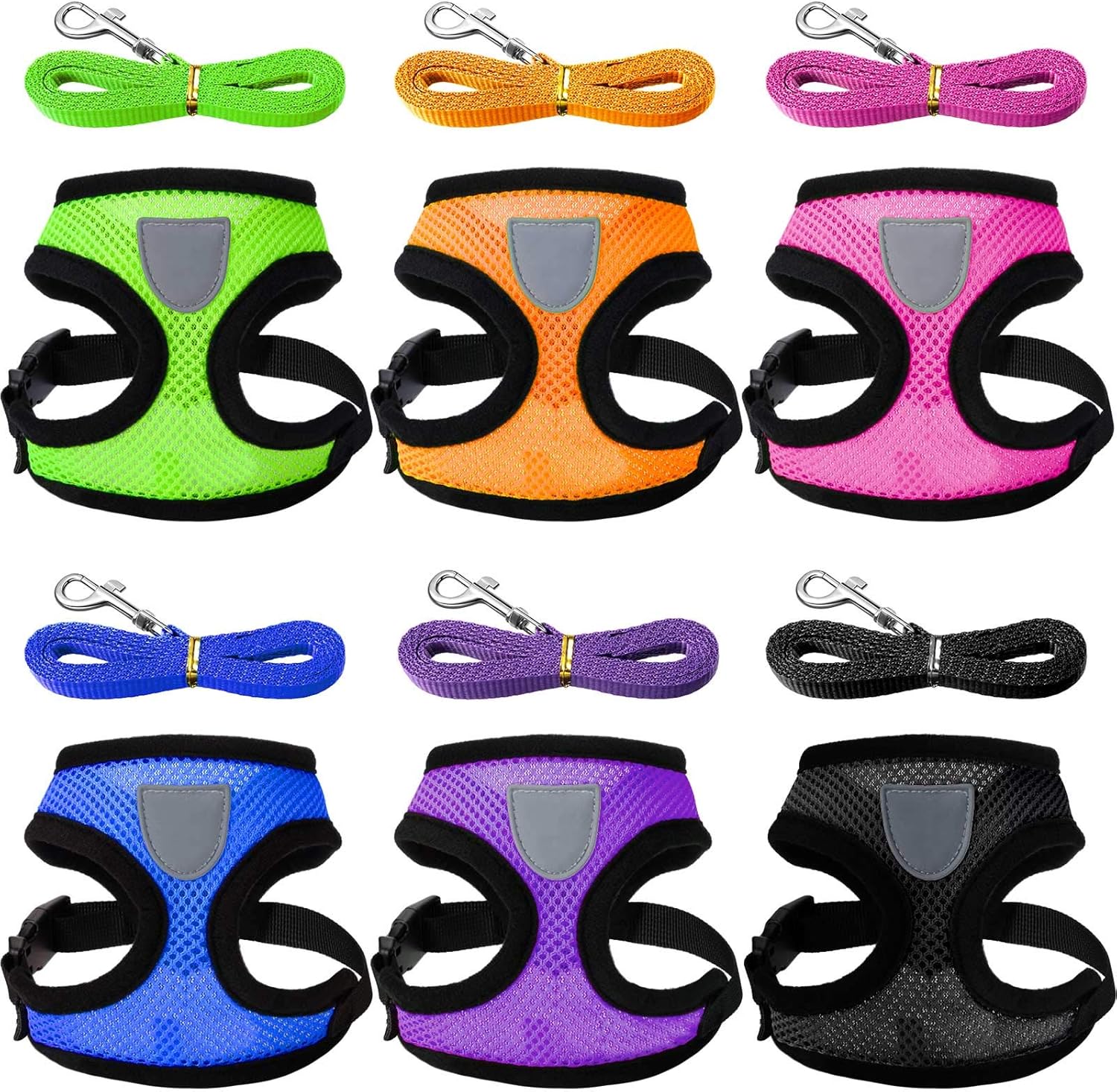 Weewooday chicken harness set front view with matching leashes