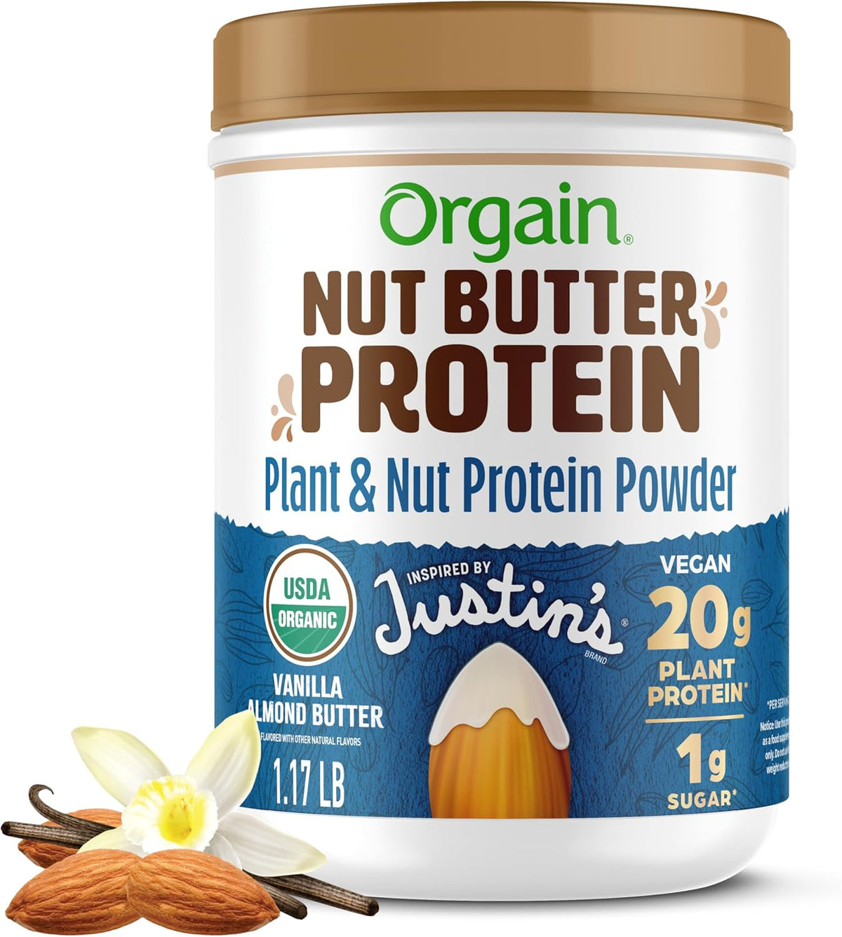Orgain X Justin's (R) Organic Vegan Nut Butter Protein Powder, Chocolate Peanut Butter- 20g Plant Protein, 1g Sugar, Gluten Free, No Dairy, Soy Ingredients, or Artificial Flavors, 1.17 lb - Image 9