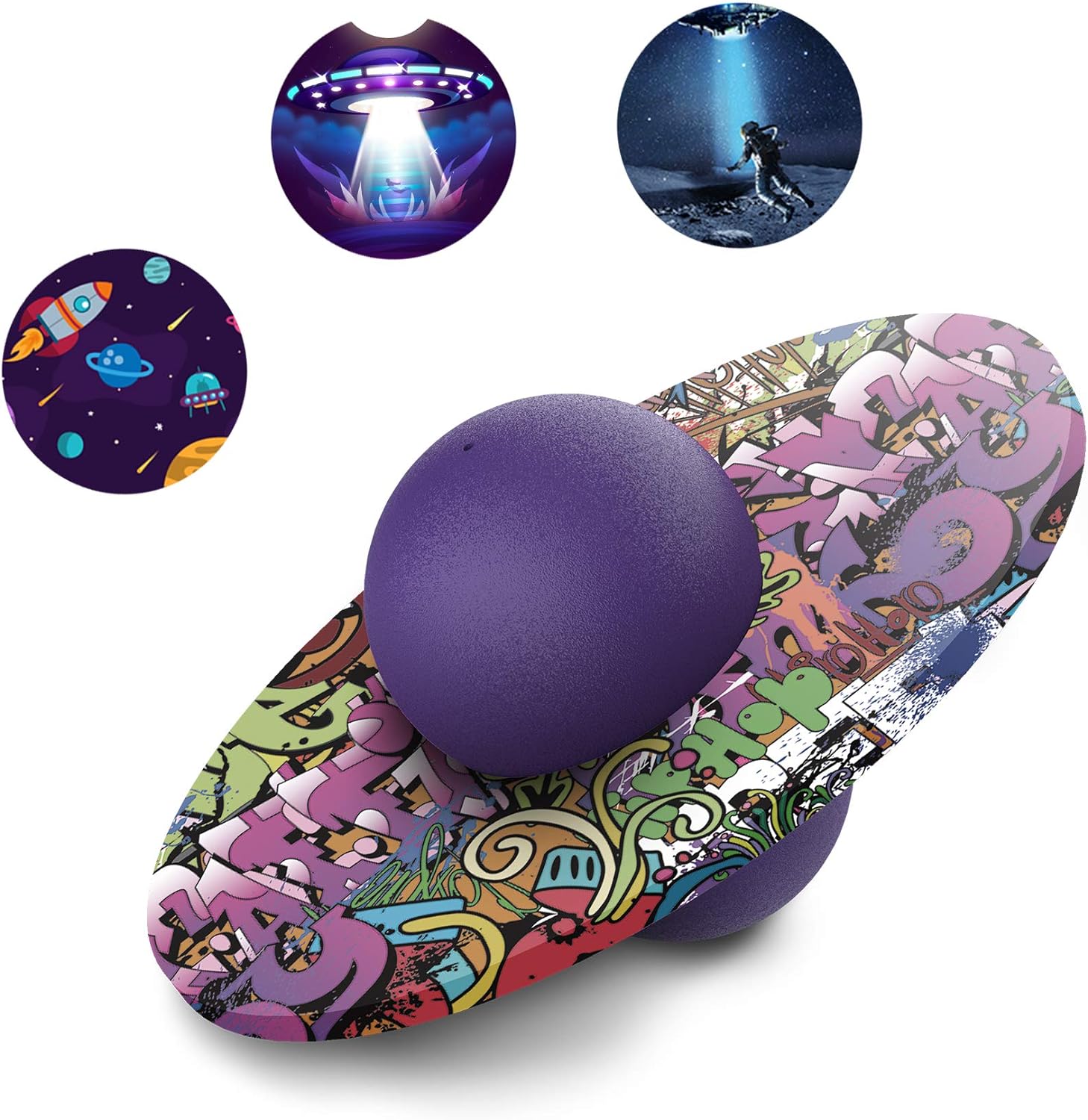 Anby Pogo Ball purple trick bounce board front view