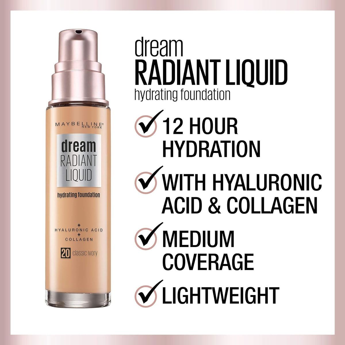 Hydrating liquid foundation with hyaluronic acid and collagen