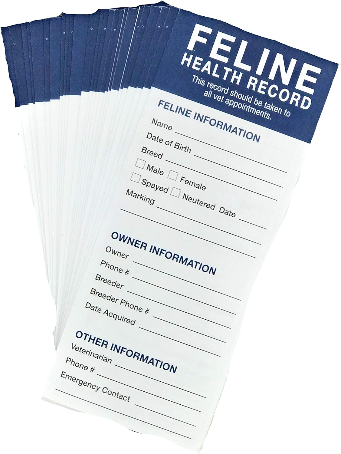 Revival Animal Health Cat Health Record Booklets front view showing blue and white customizable cover