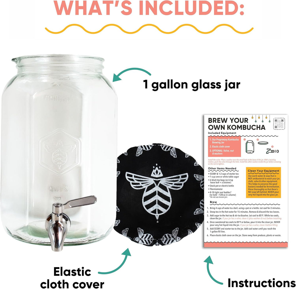Craft A Brew hexagonal kombucha container with stainless steel spigot